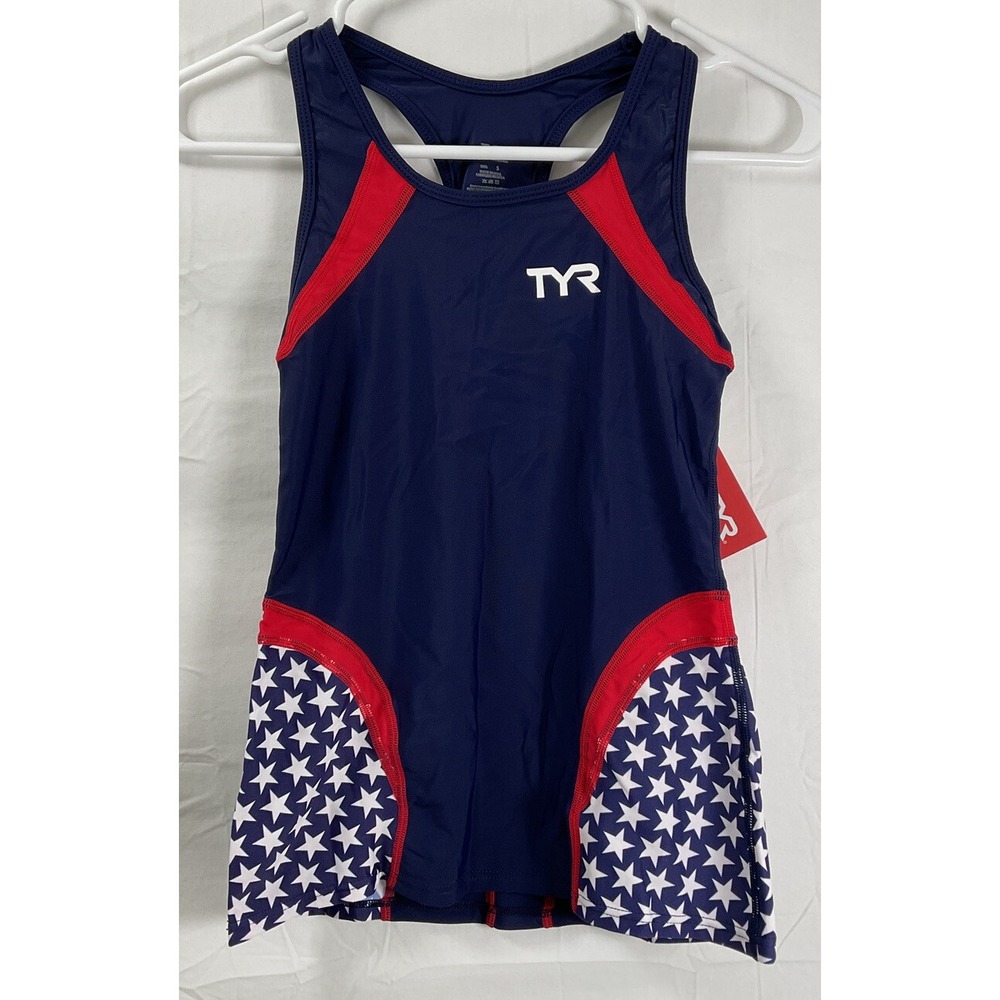 NWT Women's‎ TYR Team USA Competitor Singlet Tank Top Red White Blue Size Small